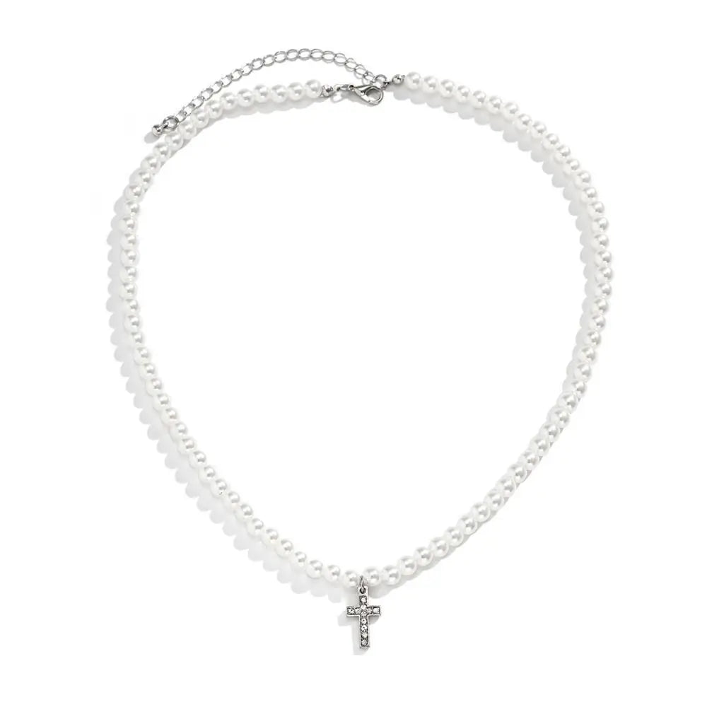 Pearl Cross Chain Necklace