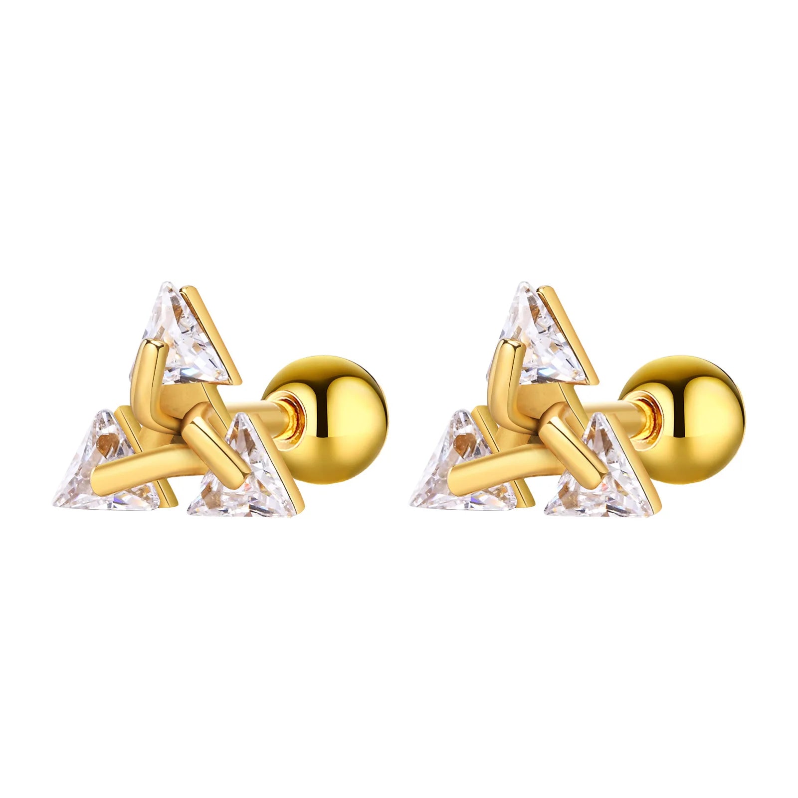Triangle Pierced Crystal Earrings