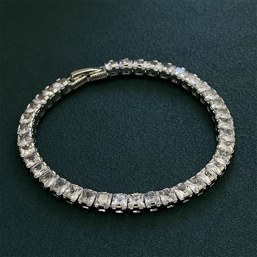Square 925 Silver Tennis Bracelet