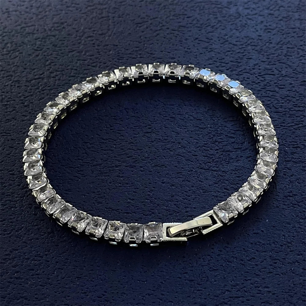 Square 925 Silver Tennis Bracelet