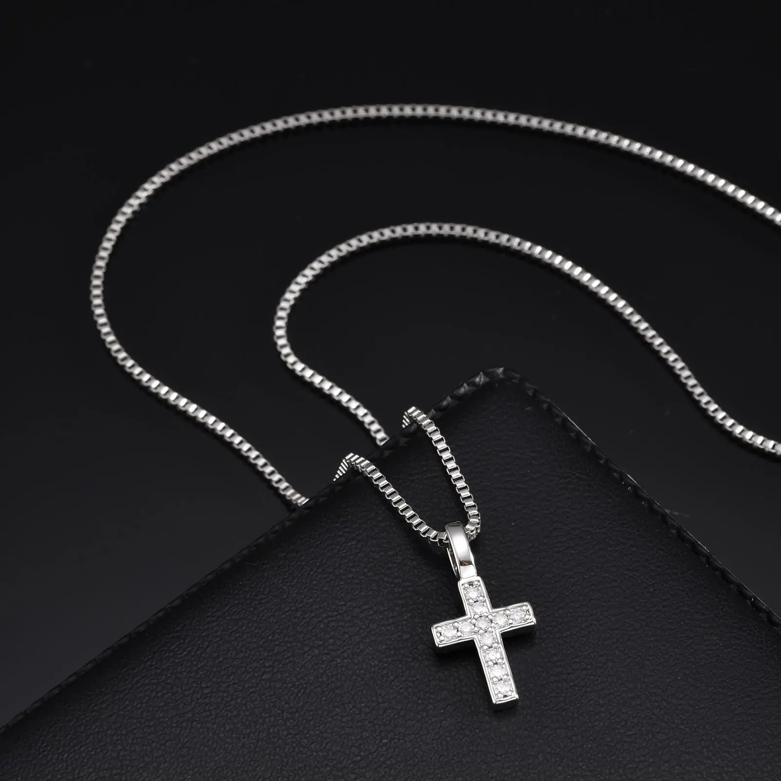 Pearl Cross Box Chain Necklace