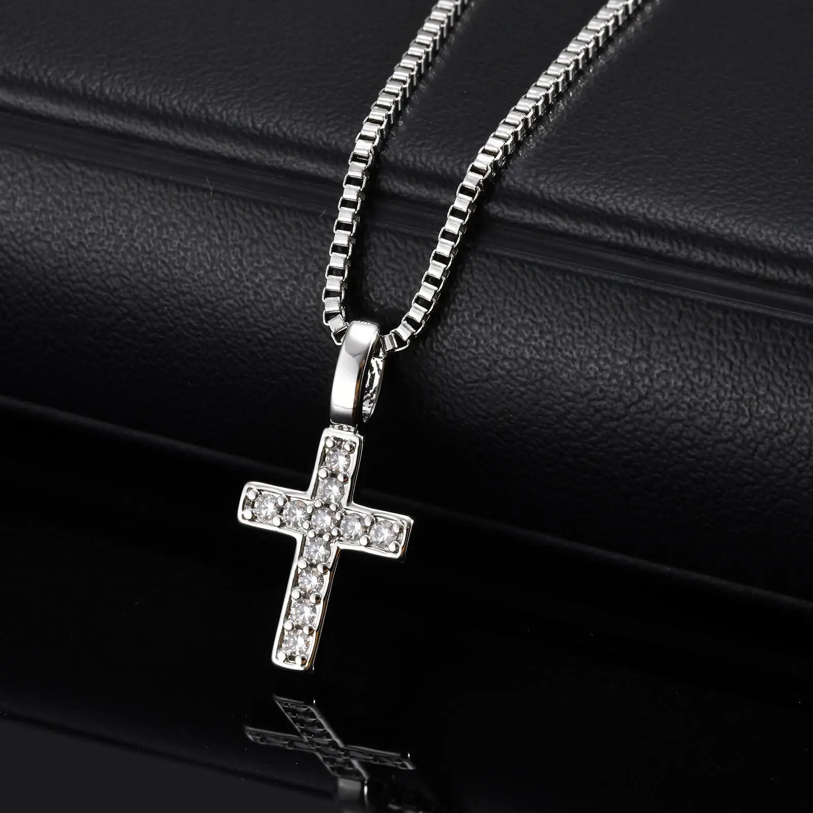 Pearl Cross Box Chain Necklace