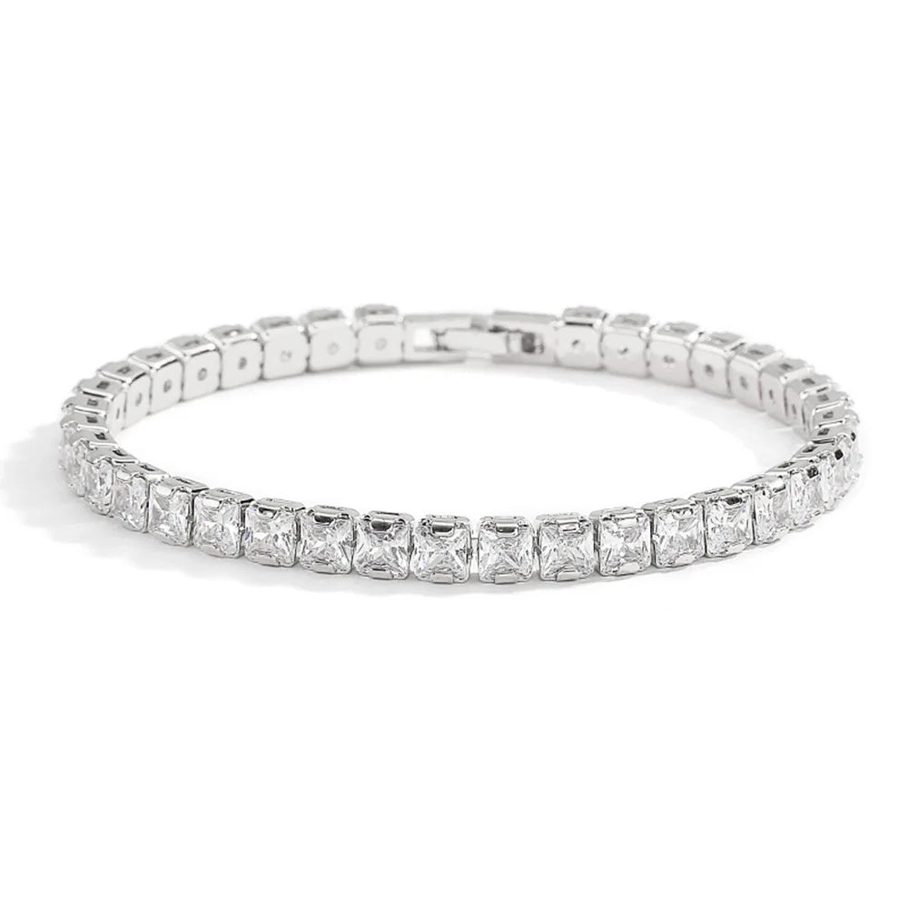 Square 925 Silver Tennis Bracelet